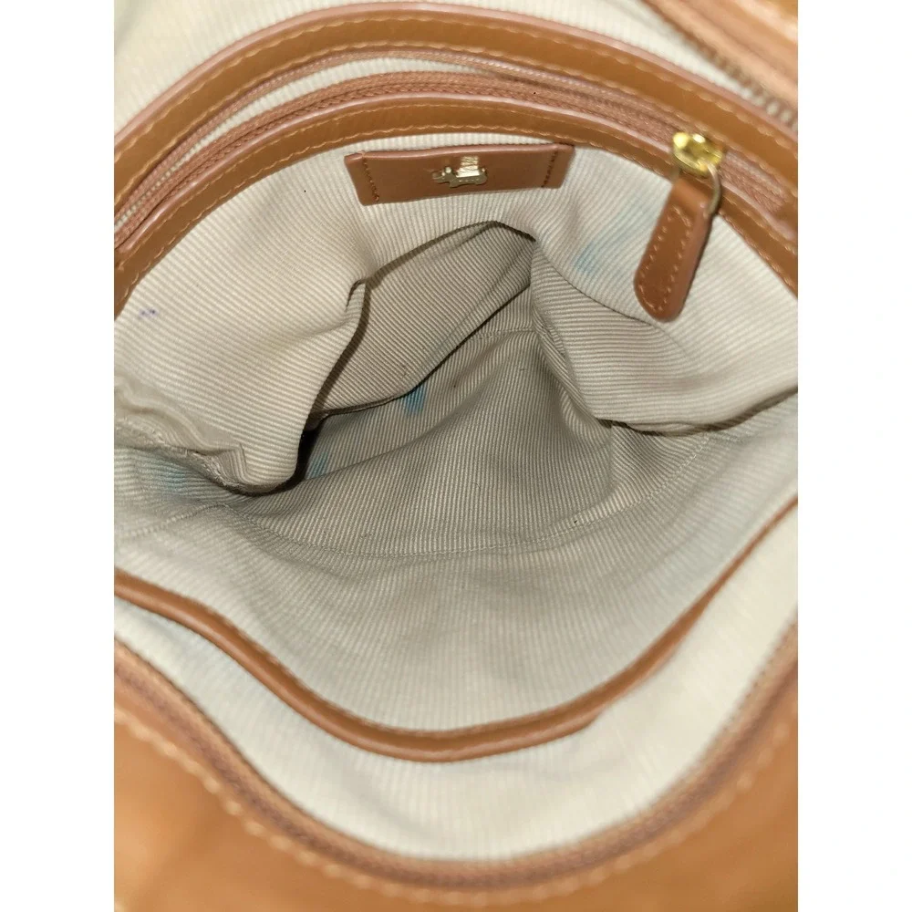 Radley London Tan Brown Pebbled Leather Crossbody Bag Messenger Scottie Dog Logo